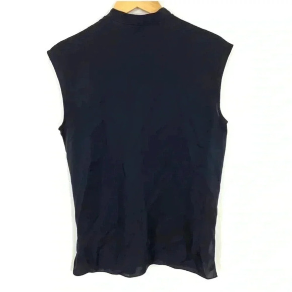 Theory Black Silk Faux Wrap Blouse Top Sleeveless Women Size S - Picture 3 of 5